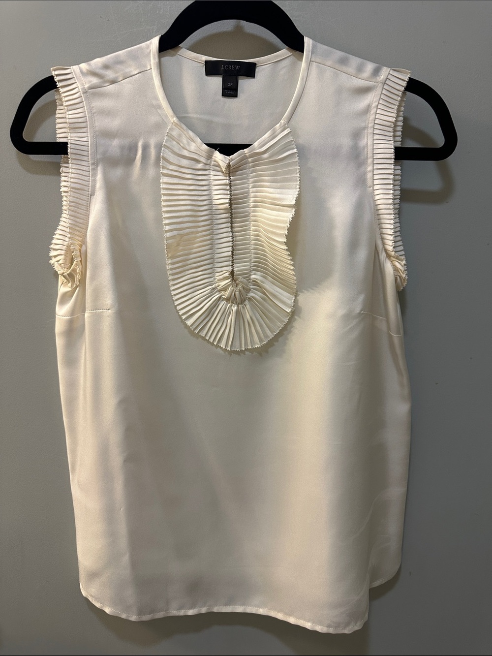 J. Crew Cream Pleated Bib Silk Camisole
